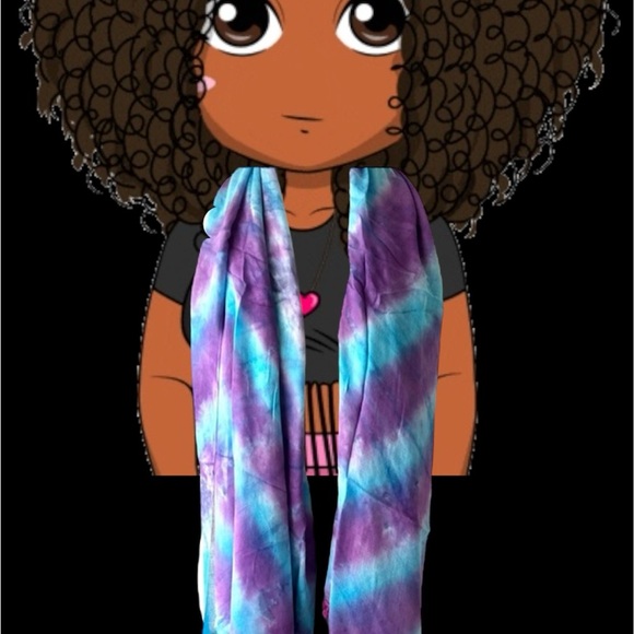 NWT Gypsy Tie-Dye Scarf/Wrap in Purple and Blue - Picture 3 of 7